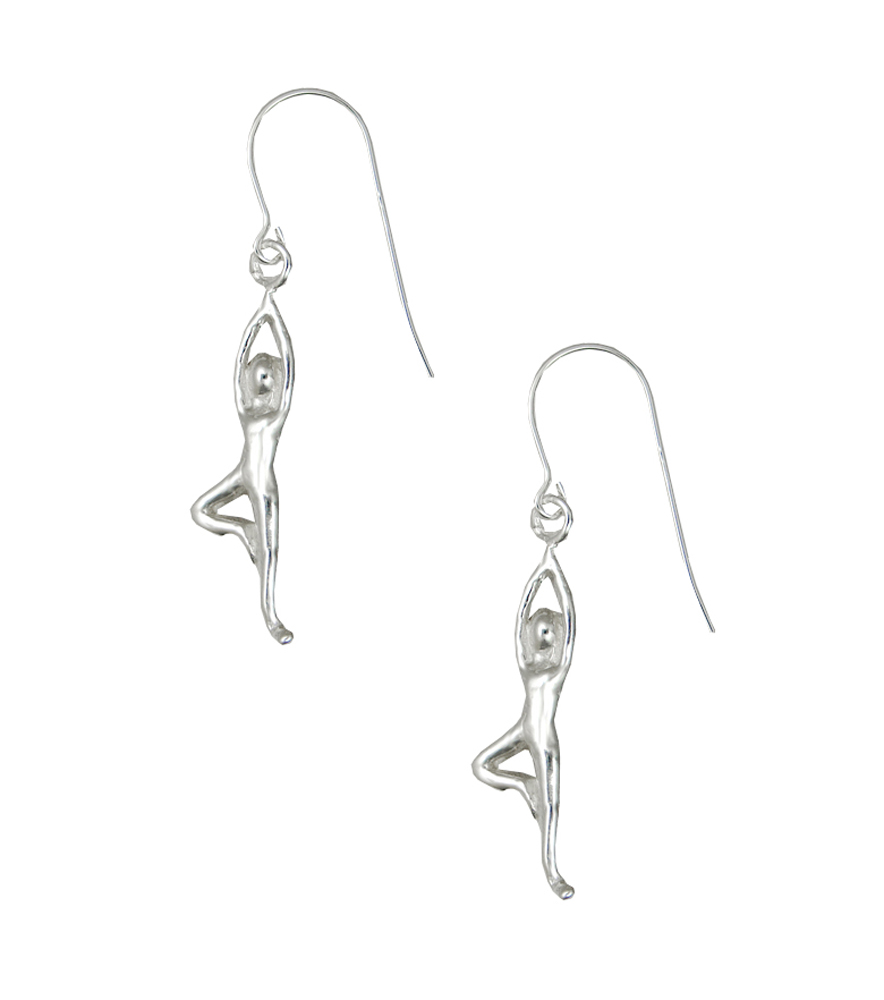 Sterling Silver Yoga Position "Tree" Drop Dangle Earrings